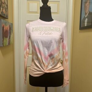 Abercrombie Kids Pink and Orange Tie-Dye Long Sleeve Tee